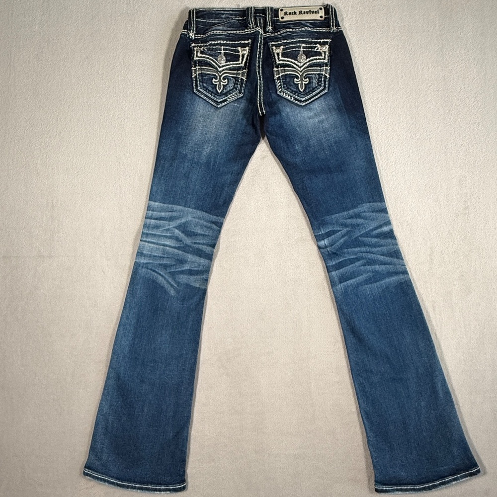 Rock Revival Jeans Womens 26 Medium Wash Avril Boot Cut Embellished Stretch - Picture 6 of 16